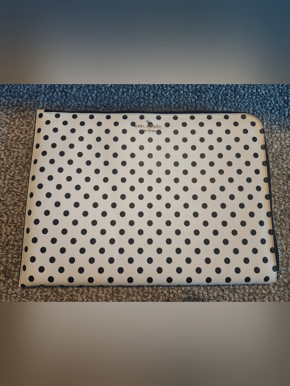 Kate Spade Black Whie Polka Dot Laptop Case 15.5x11 In